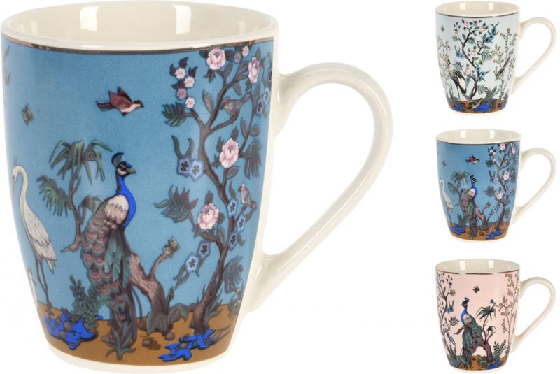Krus stort Blomster og fugler 320 ml