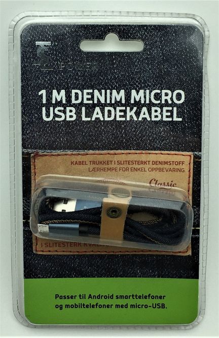 Hovedbilde Ladekabel, 1 Meter denim micro USB