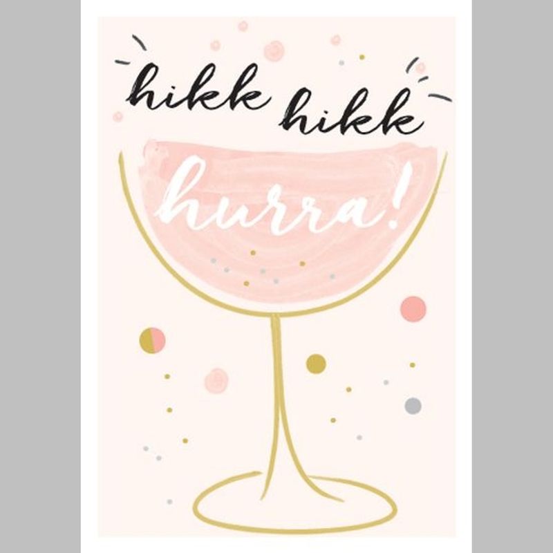 Gratulasjonskort dobbelt med konvolutt Hikk Hikk hurra!