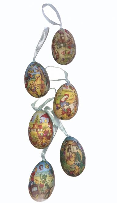 Hovedbilde Påskedekorasjonsegg m/snor 6stk