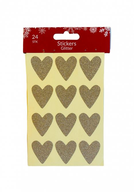 Hovedbilde Julestickers Hjerter glitter 24 stk