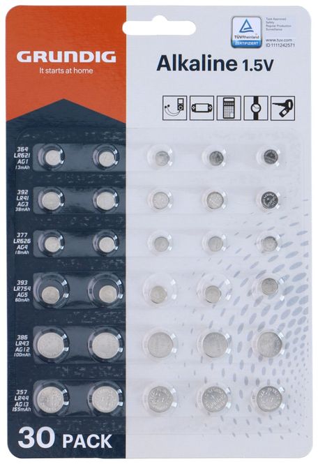 Hovedbilde Knappebatteri AG ass. 30pk Grundig