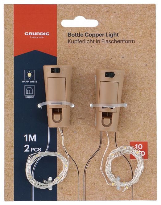 Hovedbilde Grundig Flaskelys 2pk | 10 LED Lyslenke 1m ...