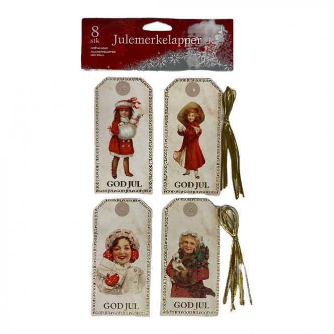 Hovedbilde Julemerkelapper 8 pk Jentemotiv