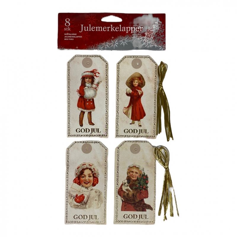 Julemerkelapper 8 pk Jentemotiv