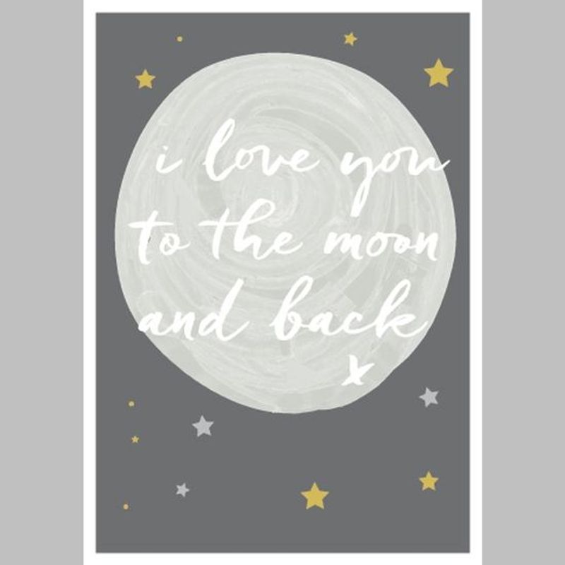 Gratulasjonskort dobbelt med konvolutt I love you too the moon....