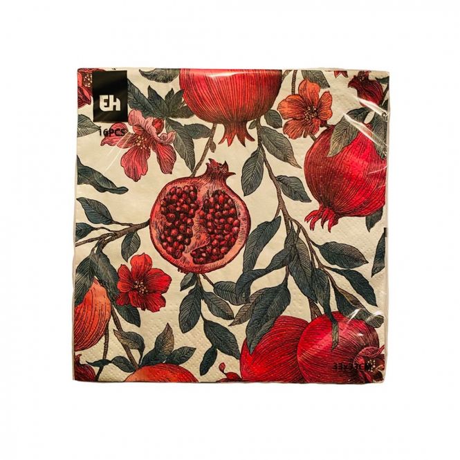 Hovedbilde Servietter 16 pk. Blomster og granateple