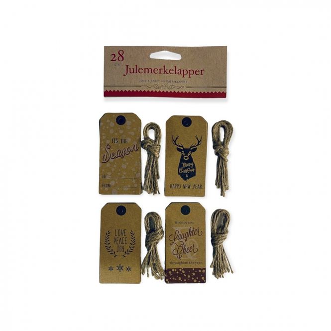 Hovedbilde Julemerkelapper med snor 28 pk.
