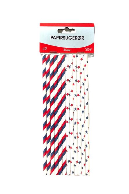 Hovedbilde Papirsugerør norske farger 12pk