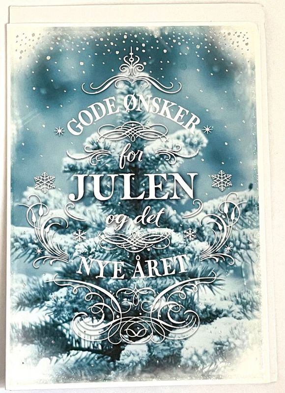 Julekort dobbelt med konvolutt