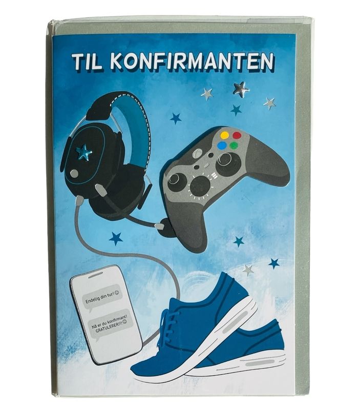 Konfirmasjonskort dobbelt med konvolutt Gutt