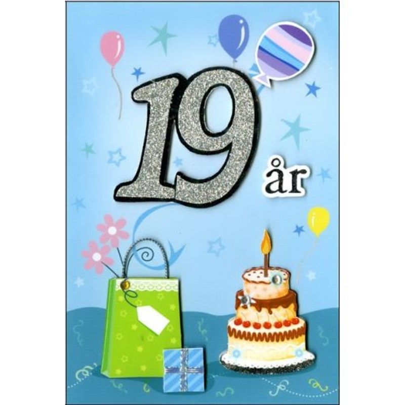 Gratulasjonskort dobbelt med konvolutt 19 år
