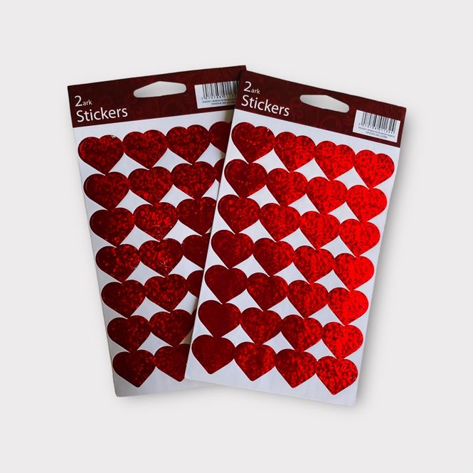 Hovedbilde Julestickers Hjerter glitter