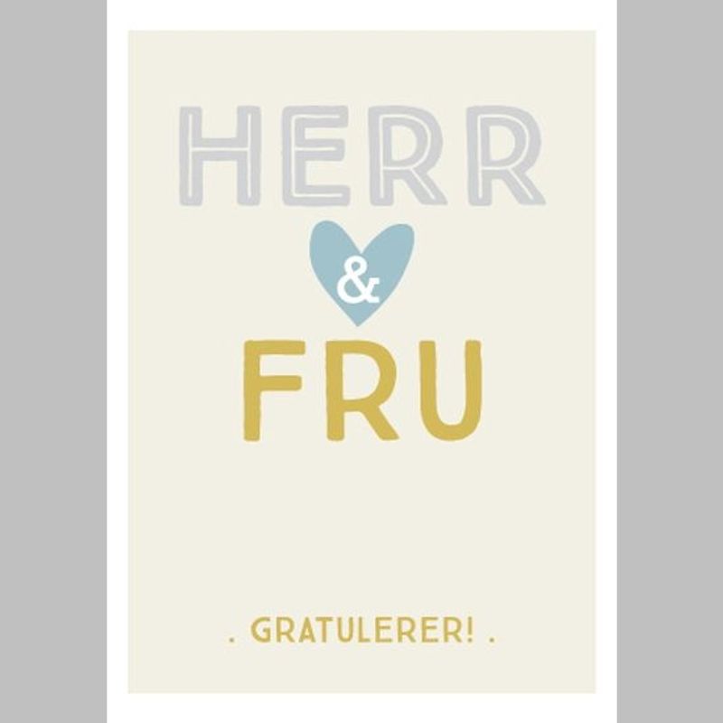 Gratulasjonskort dobbelt med konvolutt Herr & Fru