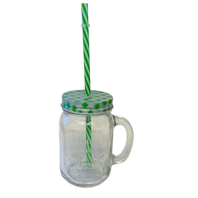 Hovedbilde Glasskrus med sugerør 380 ml.