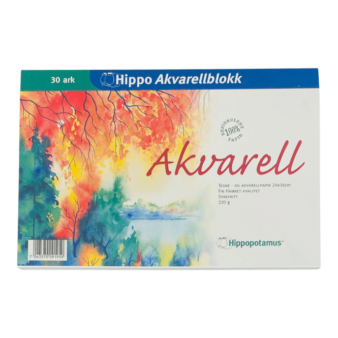 Hovedbilde Hippo Akvarellblokk 30 ark 24x16 cm